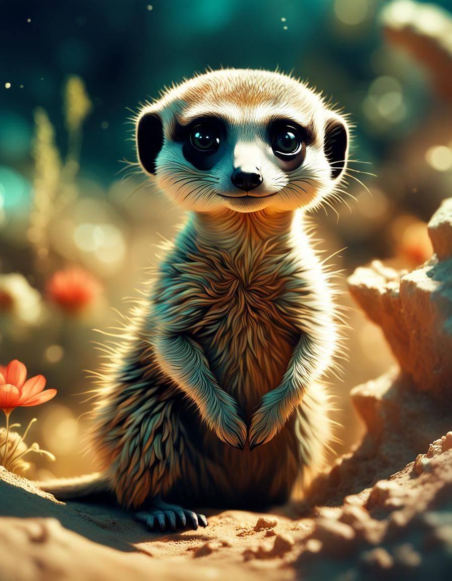 Opulent Meerkat Portrait in Detailed Fantasy Style