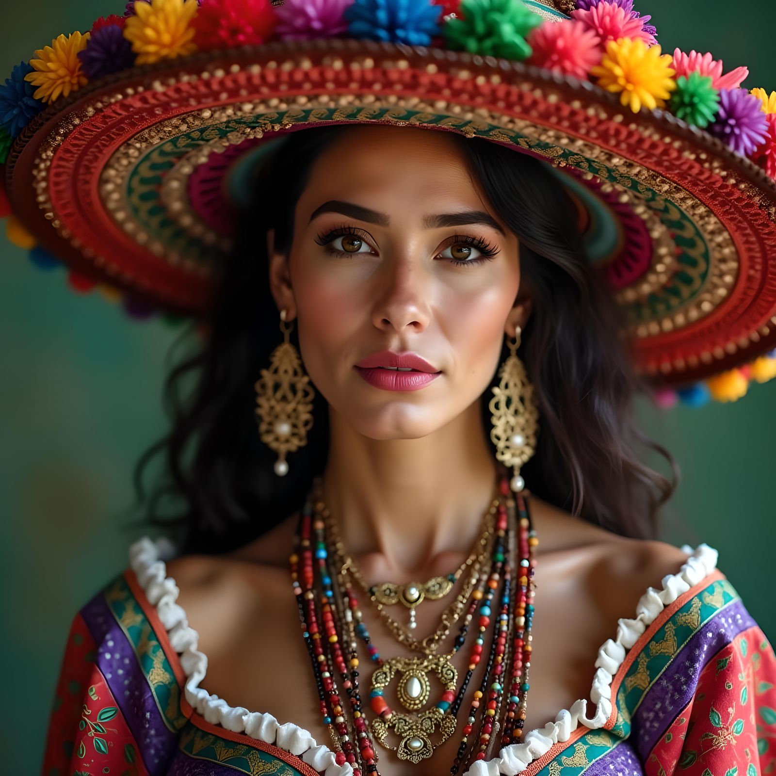 Hyperrealistic Portrait of a Beautiful Mexican Woman