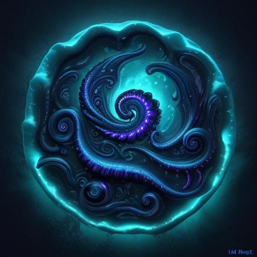 Glowing Neon Sea Snail in Deep Sea