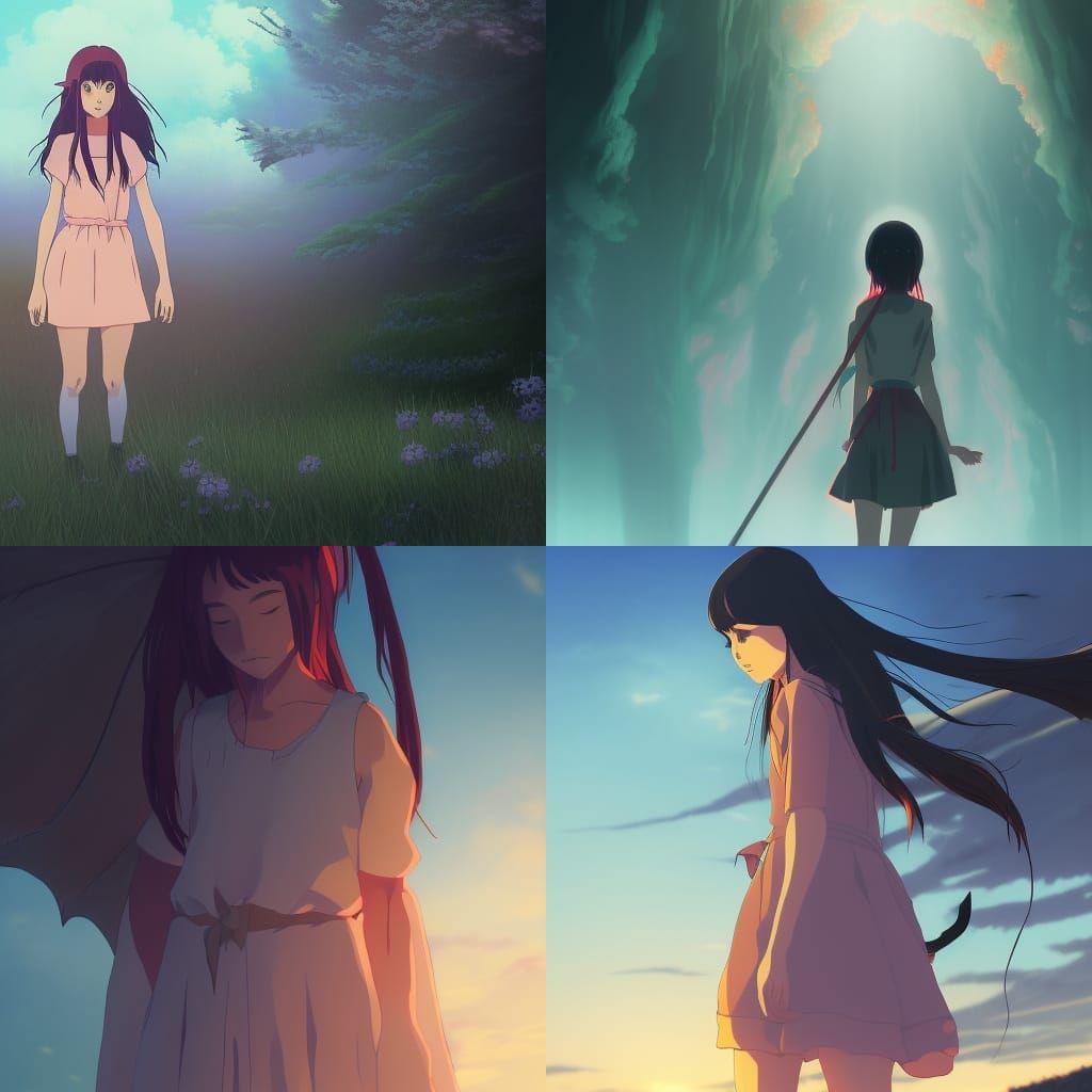 Anime Demon Girl in Studio Ghibli Style