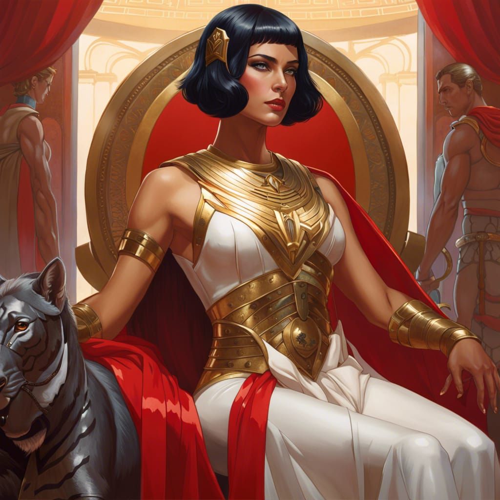 Cleopatra and Roman Warrior Portrait in Artgerm Style