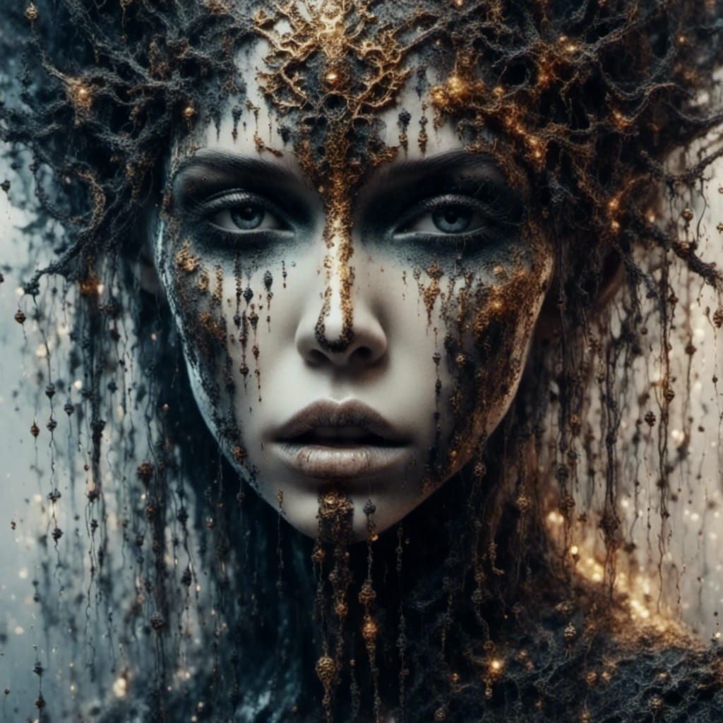 Sad Face with Holographic Tears and Runes