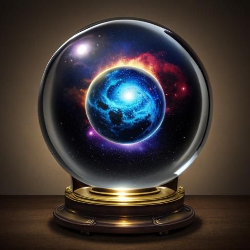 Nebula in Glass Ball with Steampunk Engine