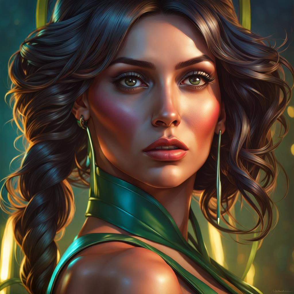 Olive-Skinned Lady in Latex: Hyperdetailed Portrait