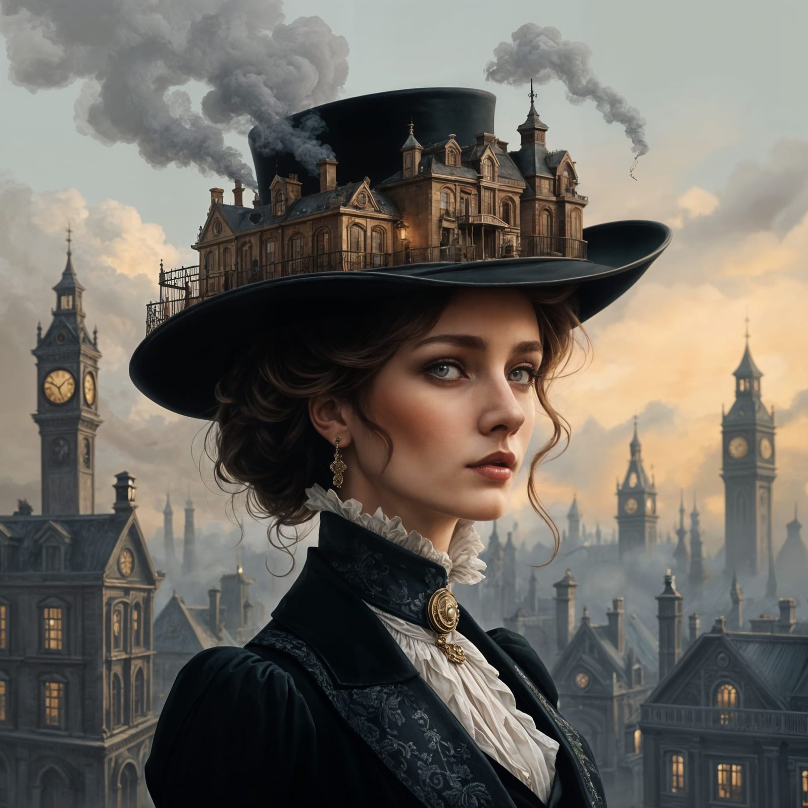 Victorian Woman with Miniature London Hat