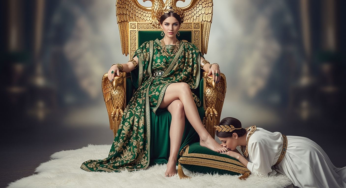 Roman Empress on Gold Throne in Photography Style