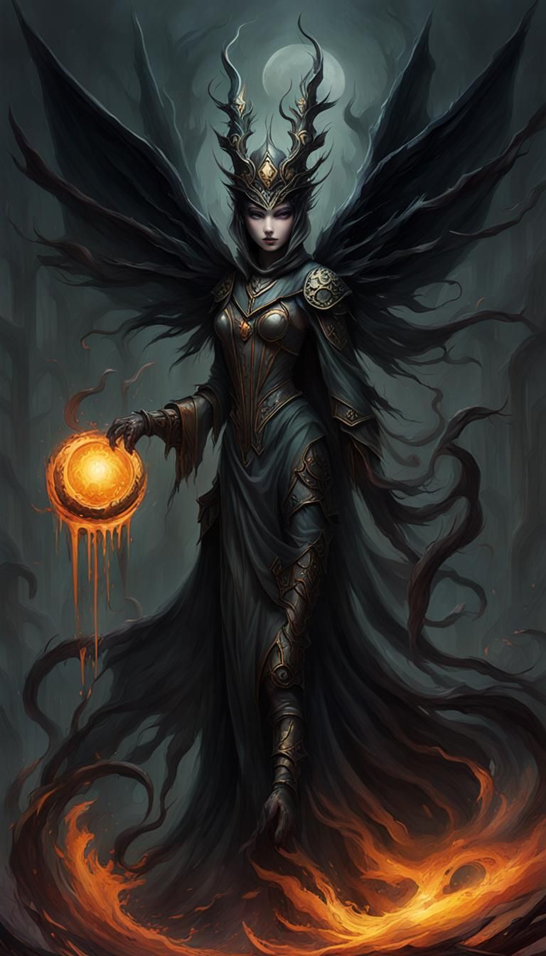 Eerie Dark Fantasy Woman in Moonlit Setting