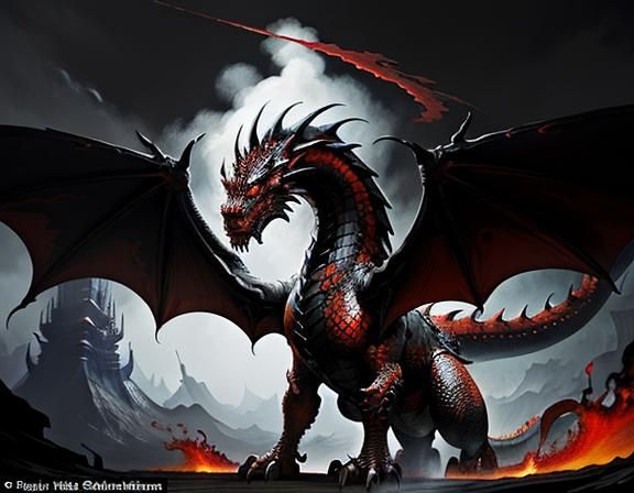 Fiery Dragon in Dynamic Fantasy Art Style