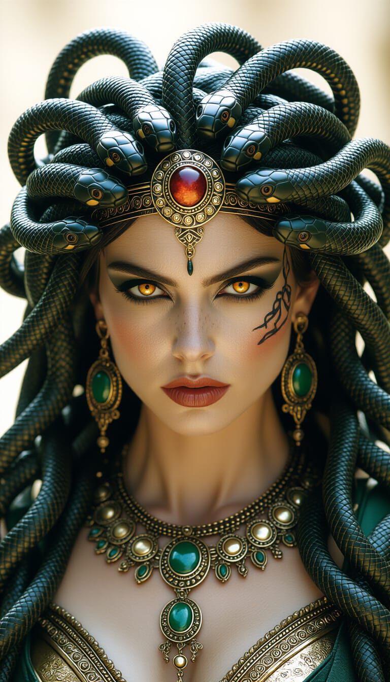 Medusa: Hideous Priestess with Snake Hair and Fiery Eyes