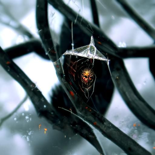 Mosaic Spider in Web, Sinister Art