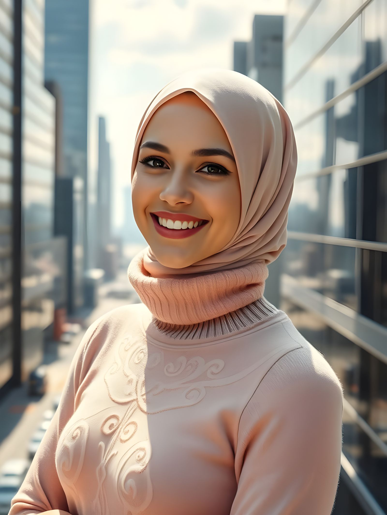 Luminous Woman in Hijab: A Pre-Raphaelite Portrait