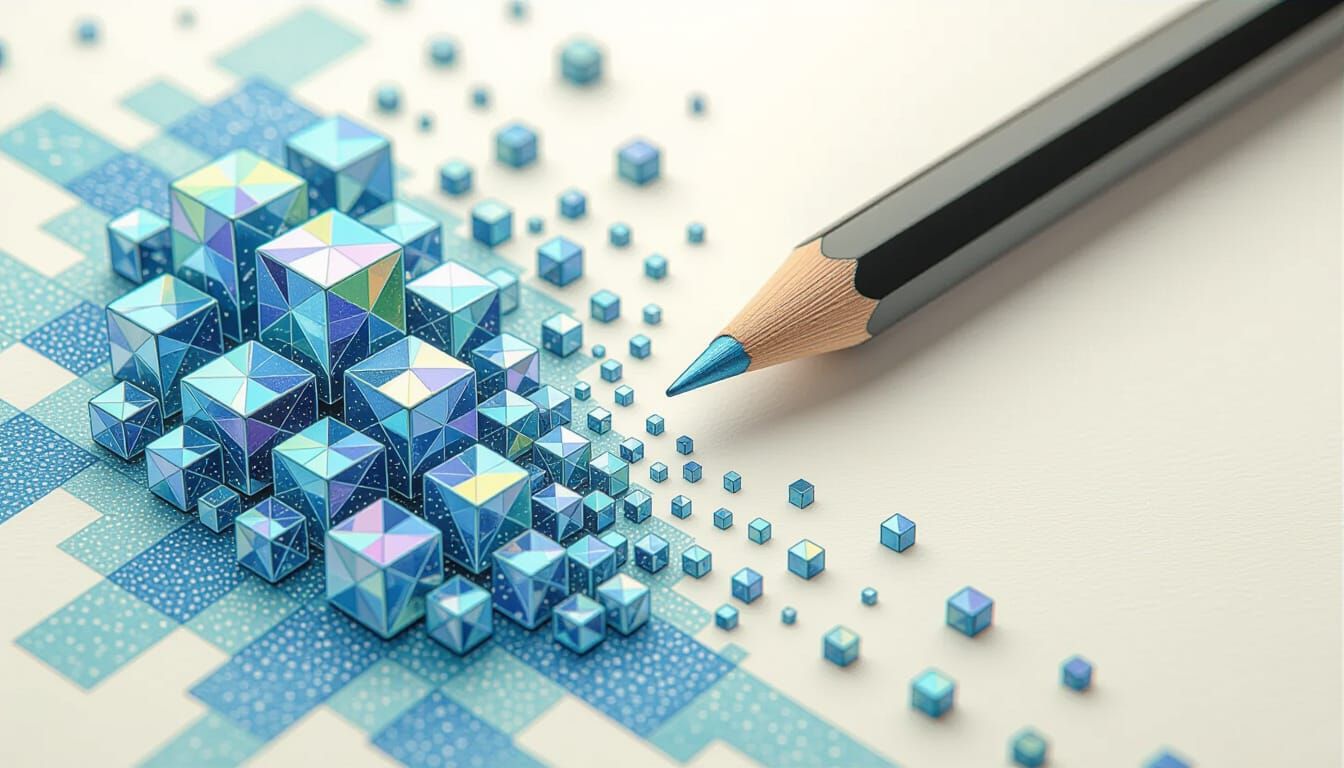 Pixelated Fantasy Art Deteriorating into Cubes