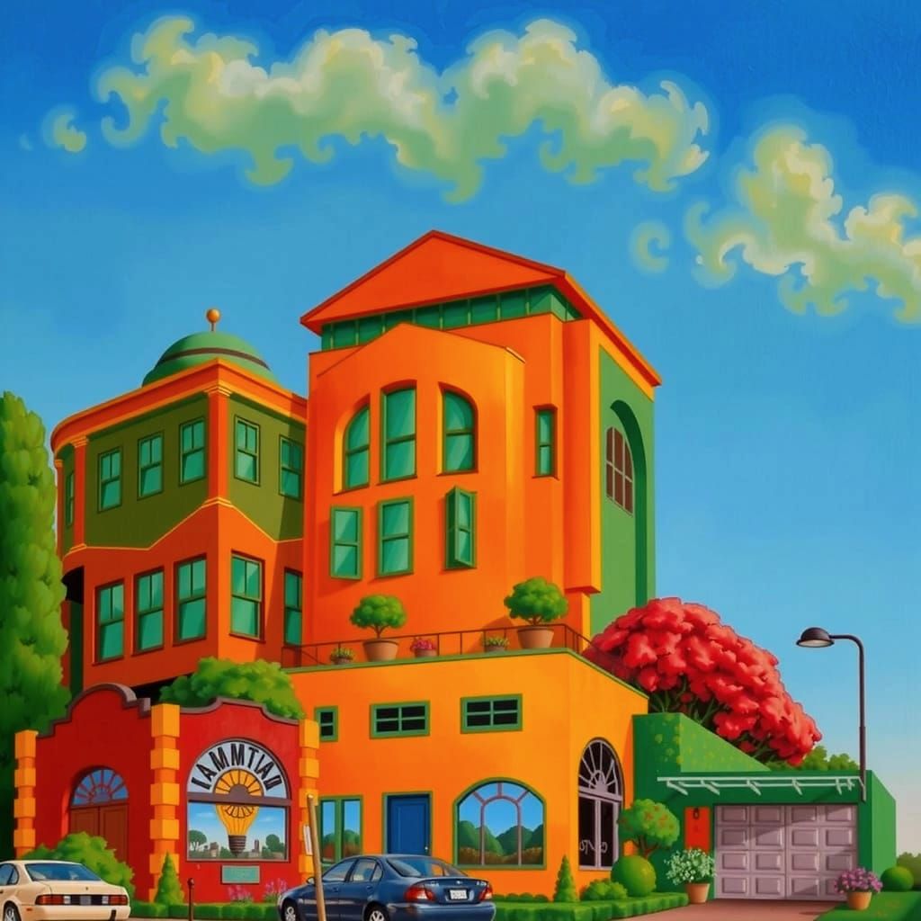 Art Deco Buildings in Henri Rousseau Style