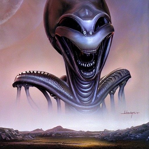 Alien Arrival on Earth: Oil Painting