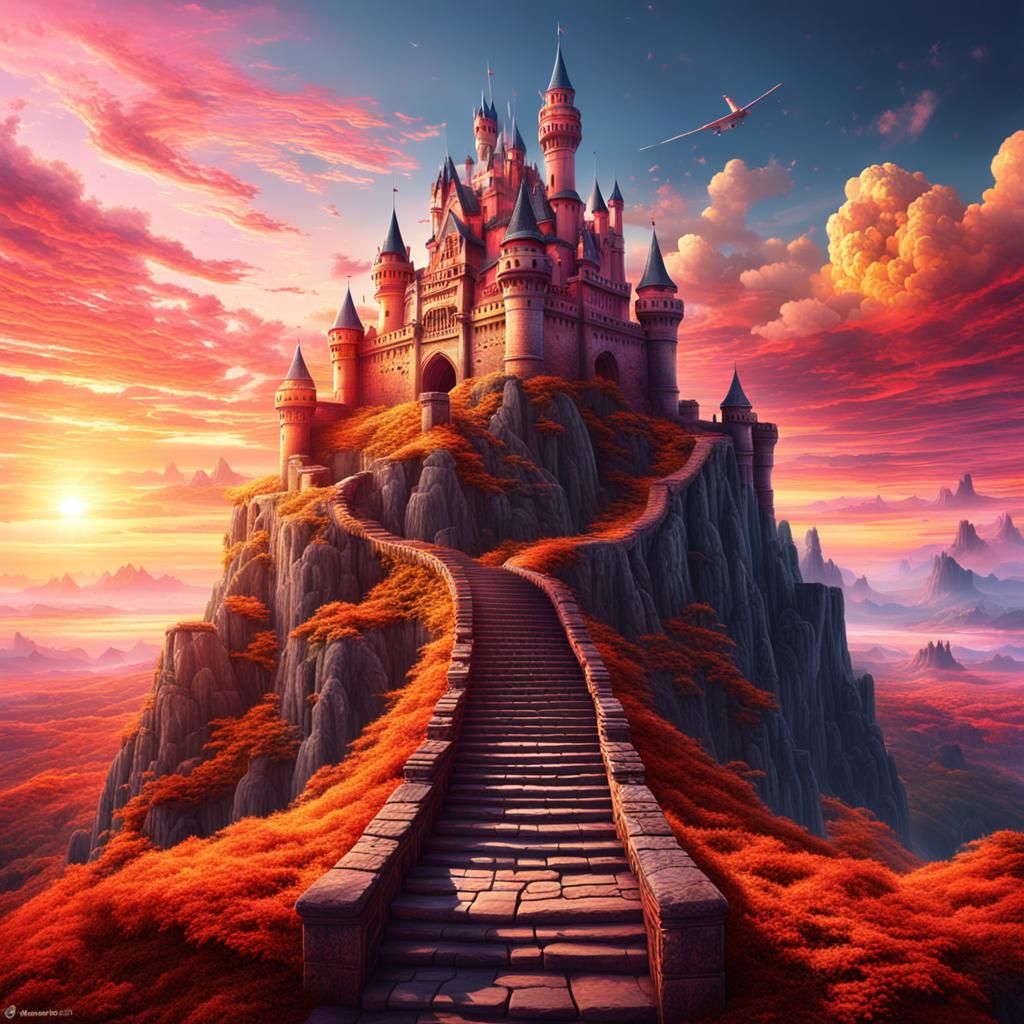 Sky Castle with Steps in Digital Matte Painting