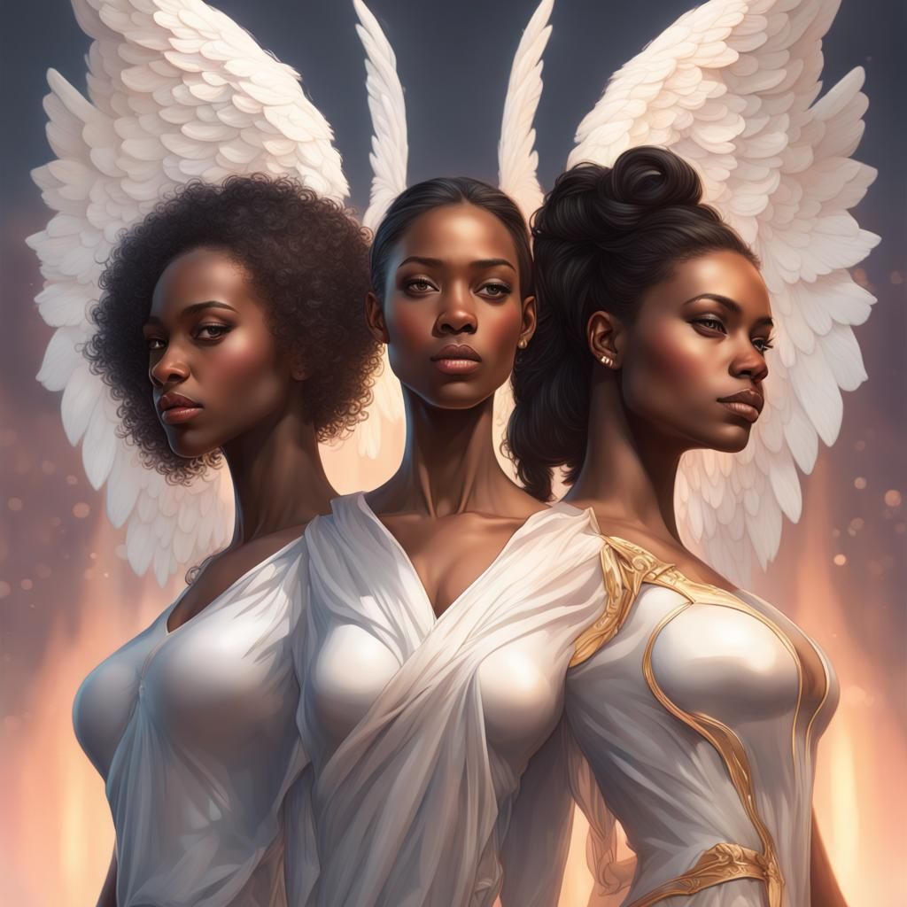 Angelic Portrait in Hyperdetailed Art Nouveau Style