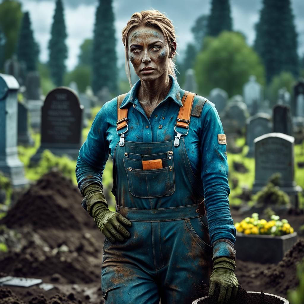 Women at work series (14) Gravedigger
