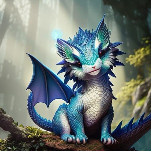 Adorable Fantasy Dragon in Dreamlike Photo Illustration