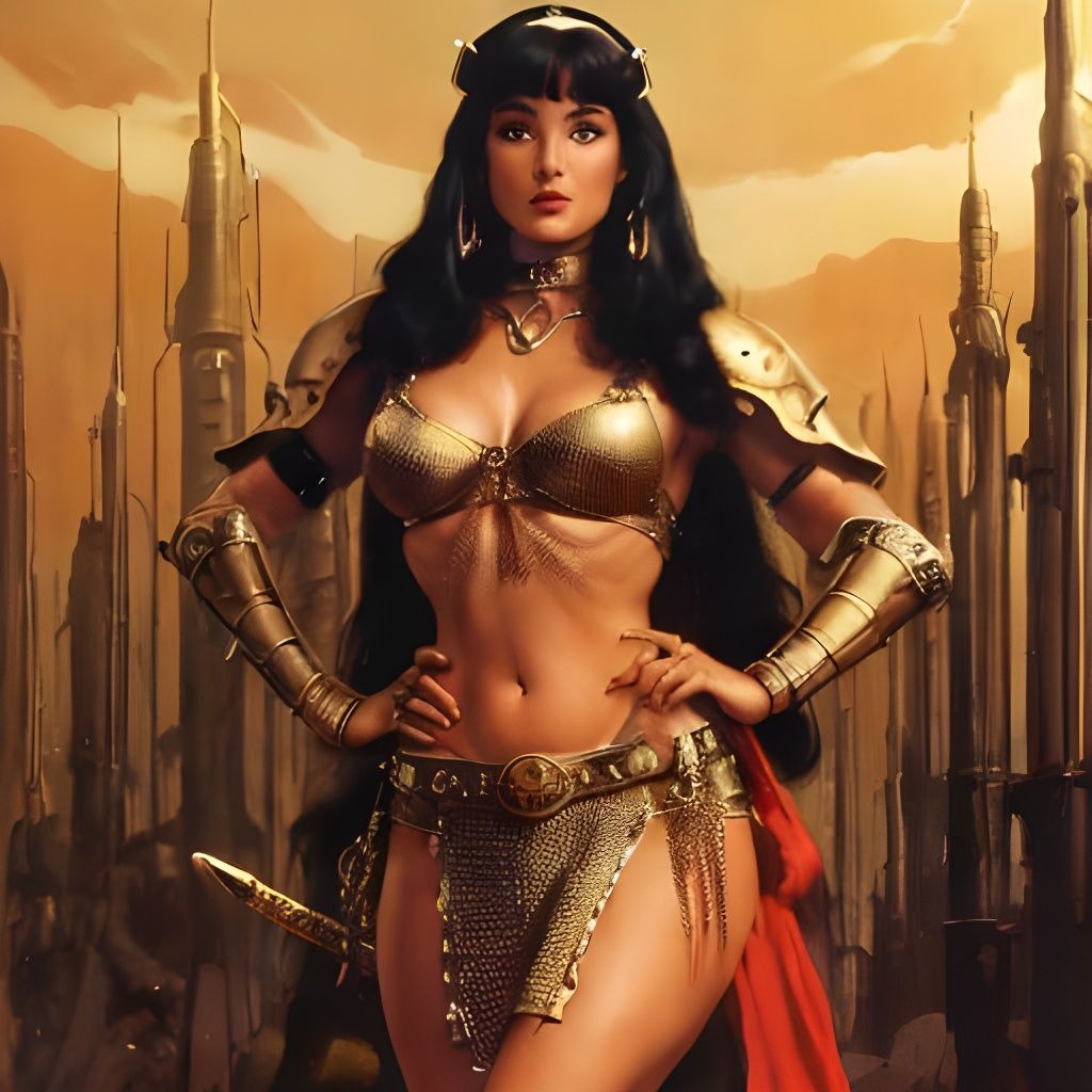 Retro Sci-Fi Warrior Woman with Sword