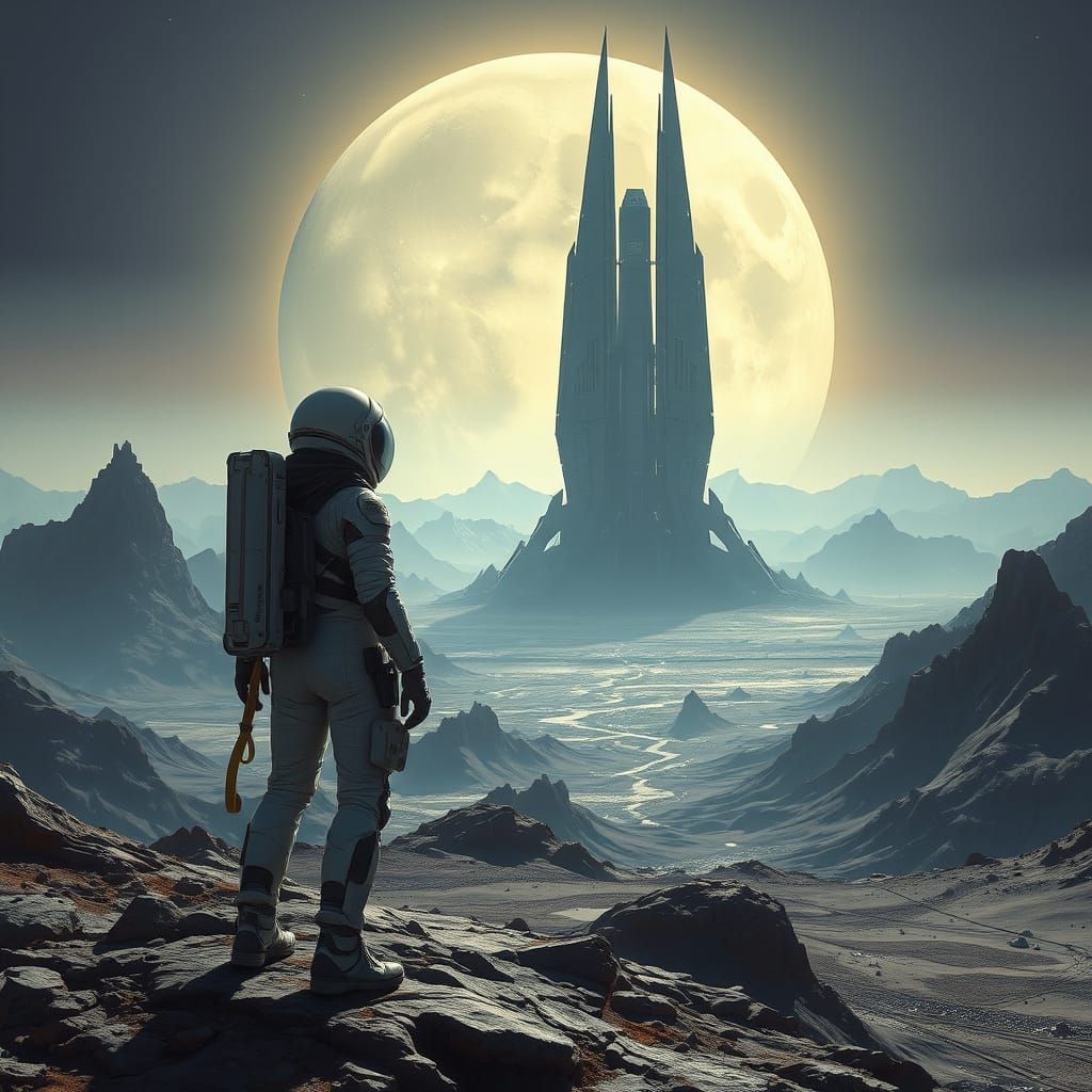 Astronaut on Alien Planet in Hyperrealistic Digital Painting