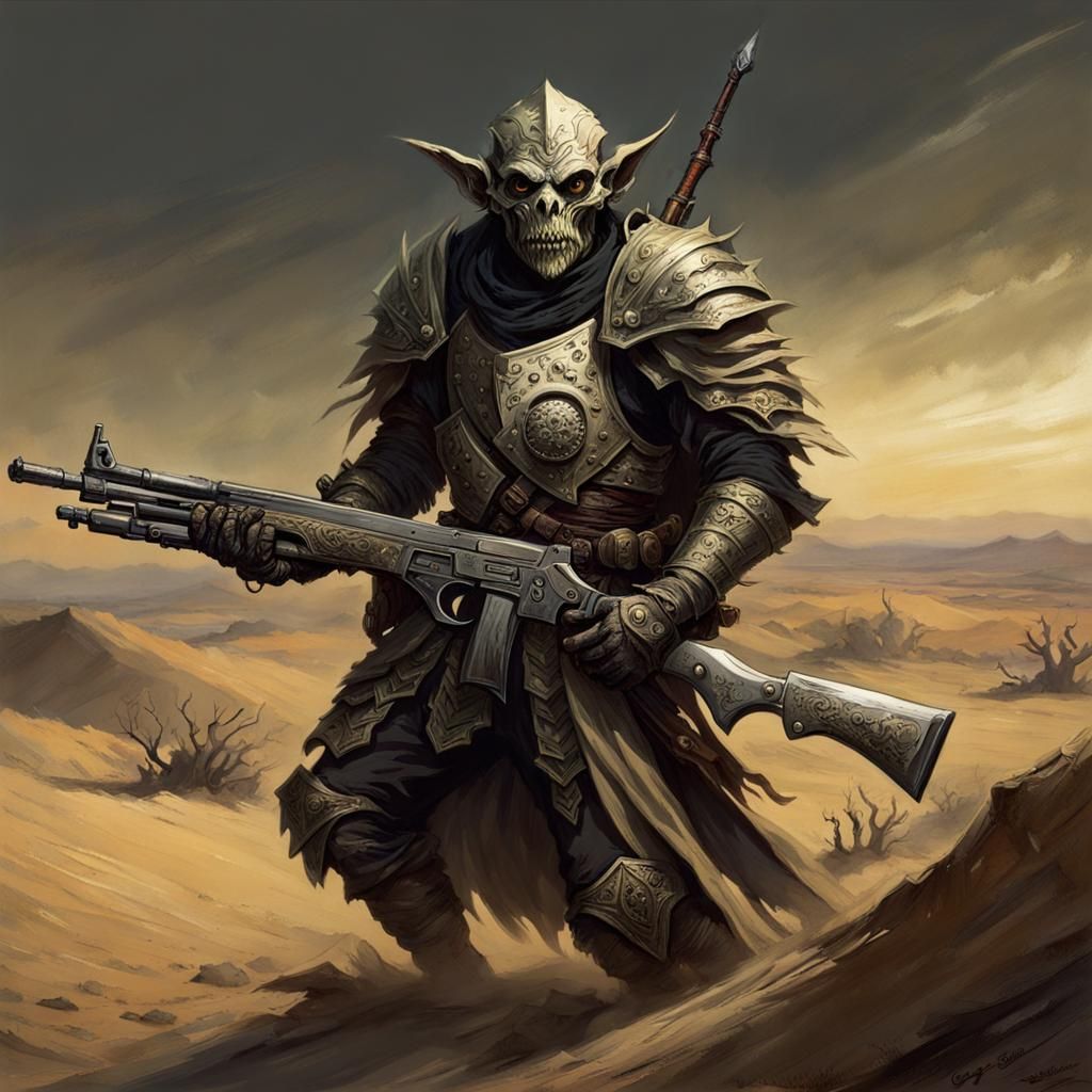 Menacing Goblin Hunter in Bone Armor