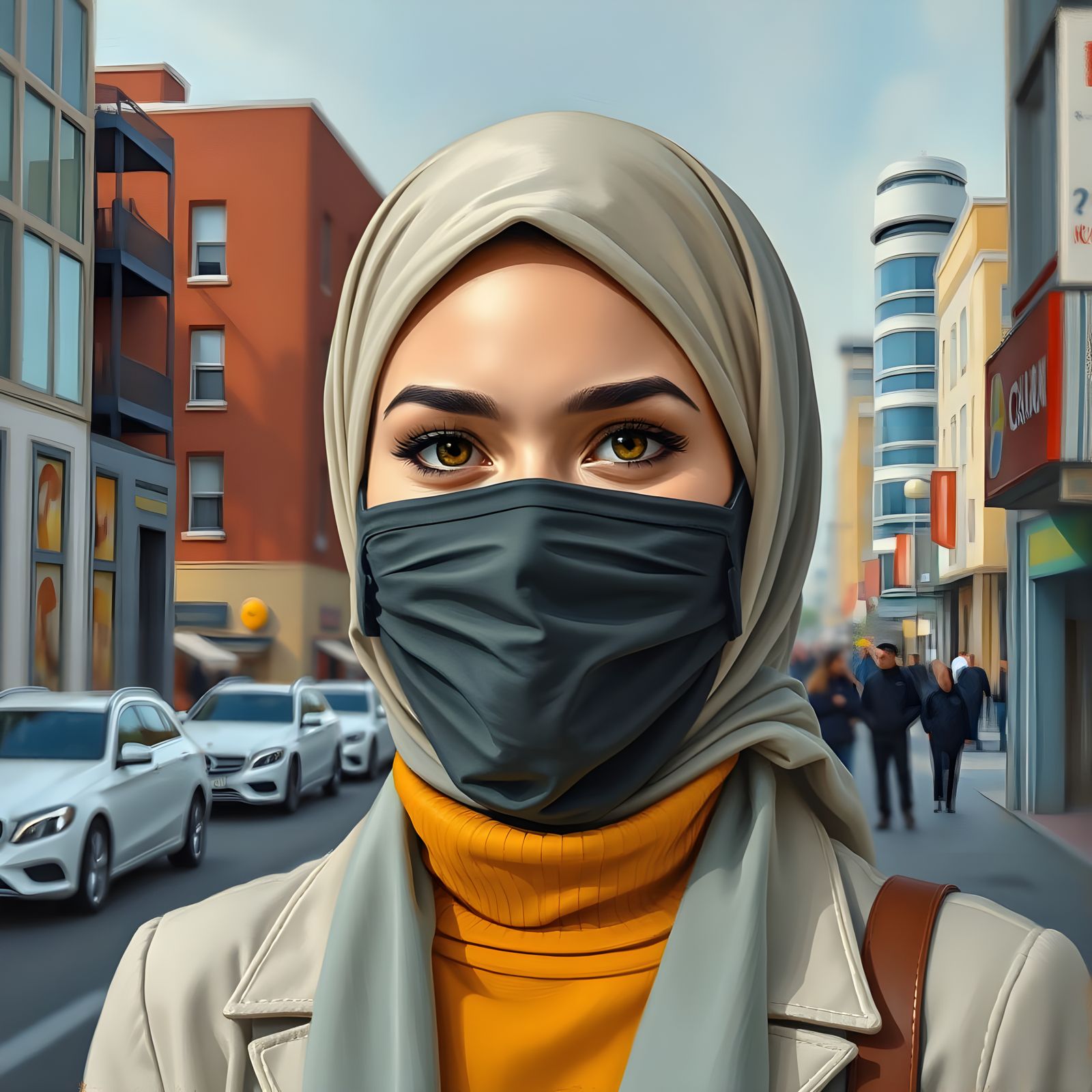 Stylish Hijabi Woman in Modern City