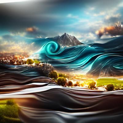 Vivid Ocean Waves Digital Matte Painting