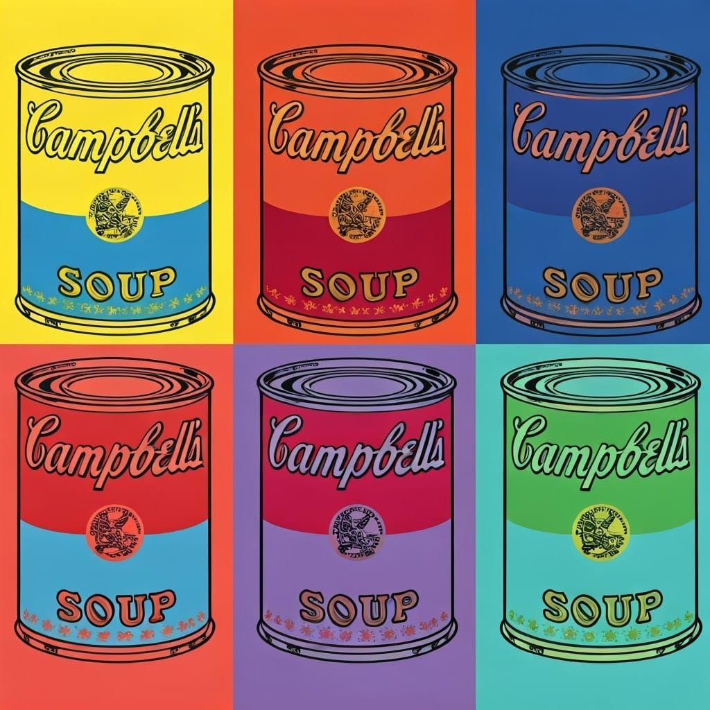 Vibrant Pop Art Campbell's Soup Can in Bold Graphic Style