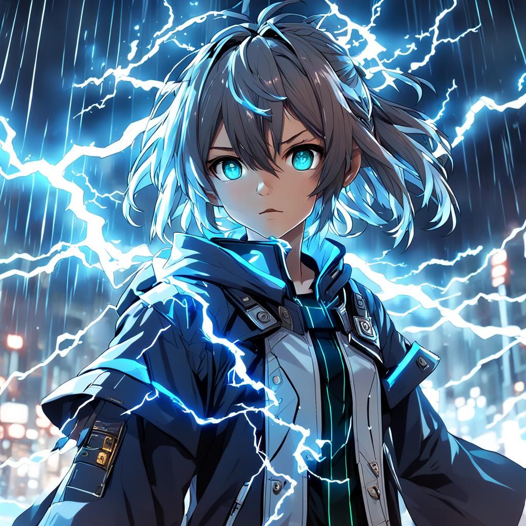 Anime-Style 3D Rendering of a Lightning Storm