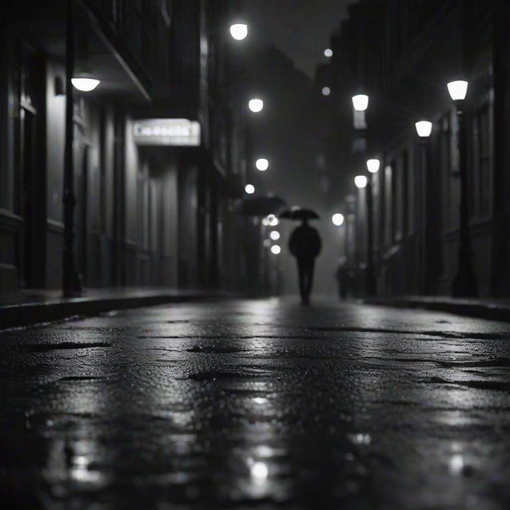 Neo-Noir: Rain-Soaked City Streets at Night