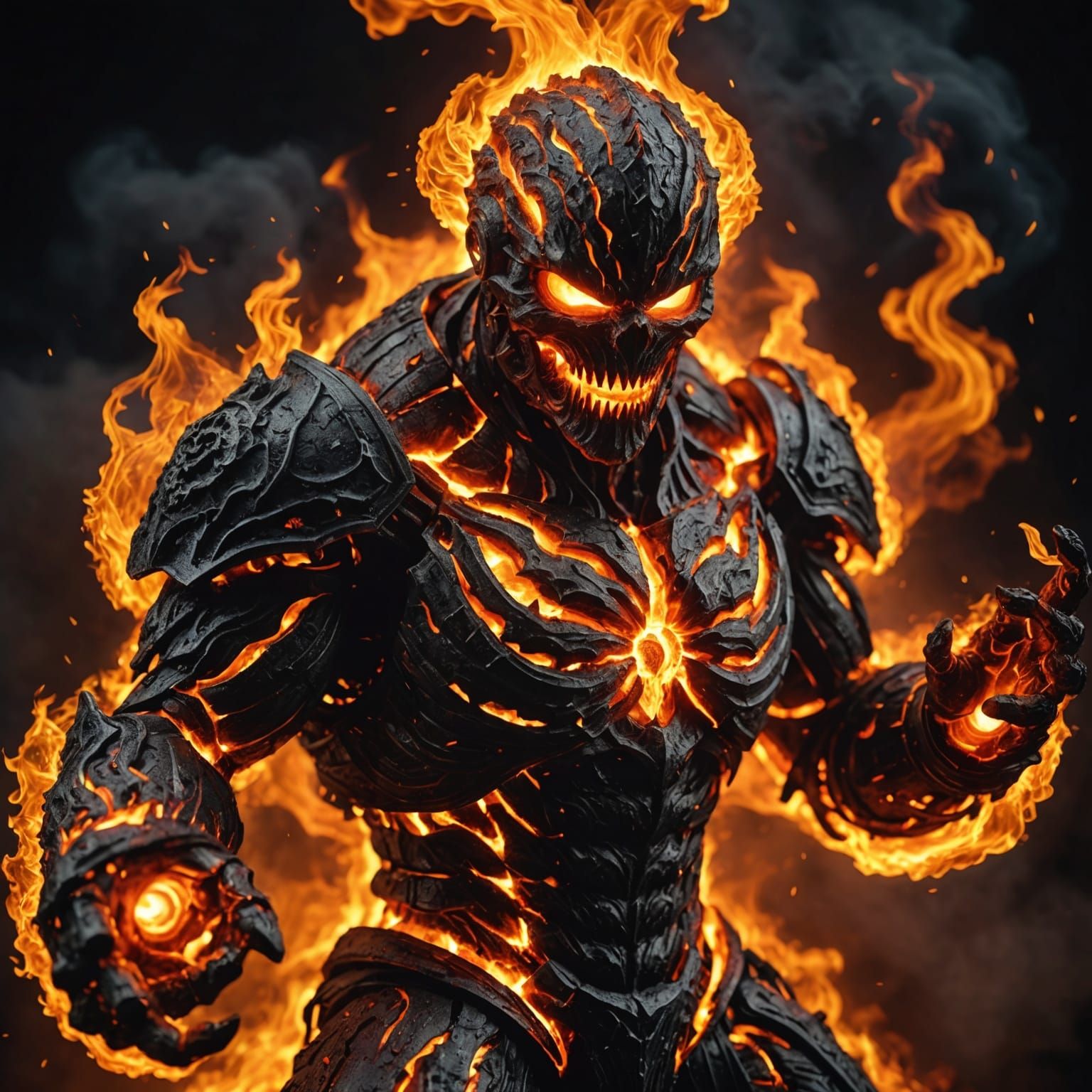 Ferocious Lava Giant Made of Fire and Flames