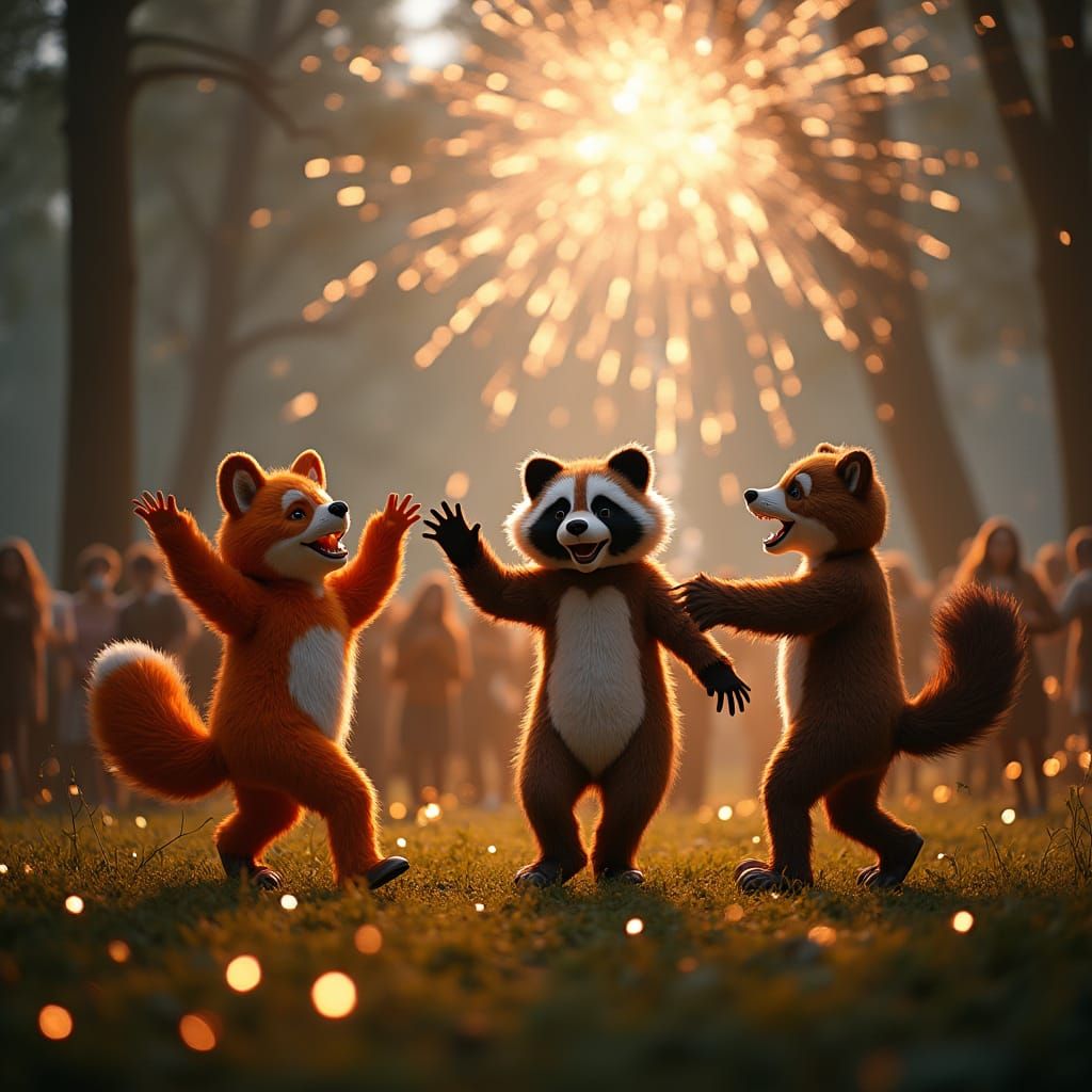 Fursuit Friends Dance Under Fireworks