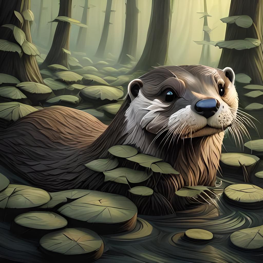 Detailed Otter in Epic Digital Matte Painting