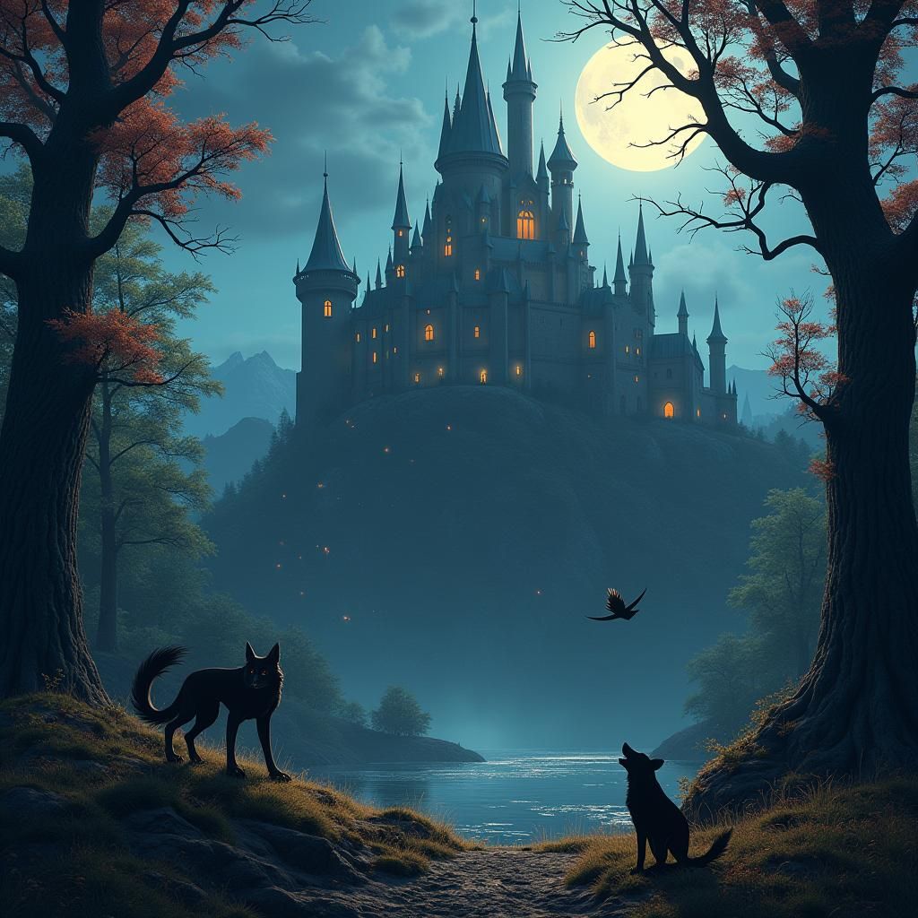 Gothic Castle in Mystical Forest: Matte Painting