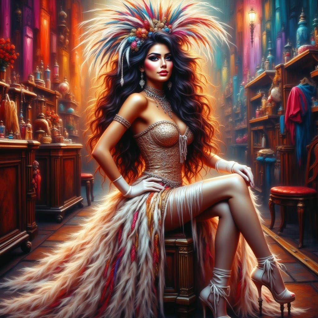 Las Vegas Showgirl Backstage: Hyperrealistic Digital Art