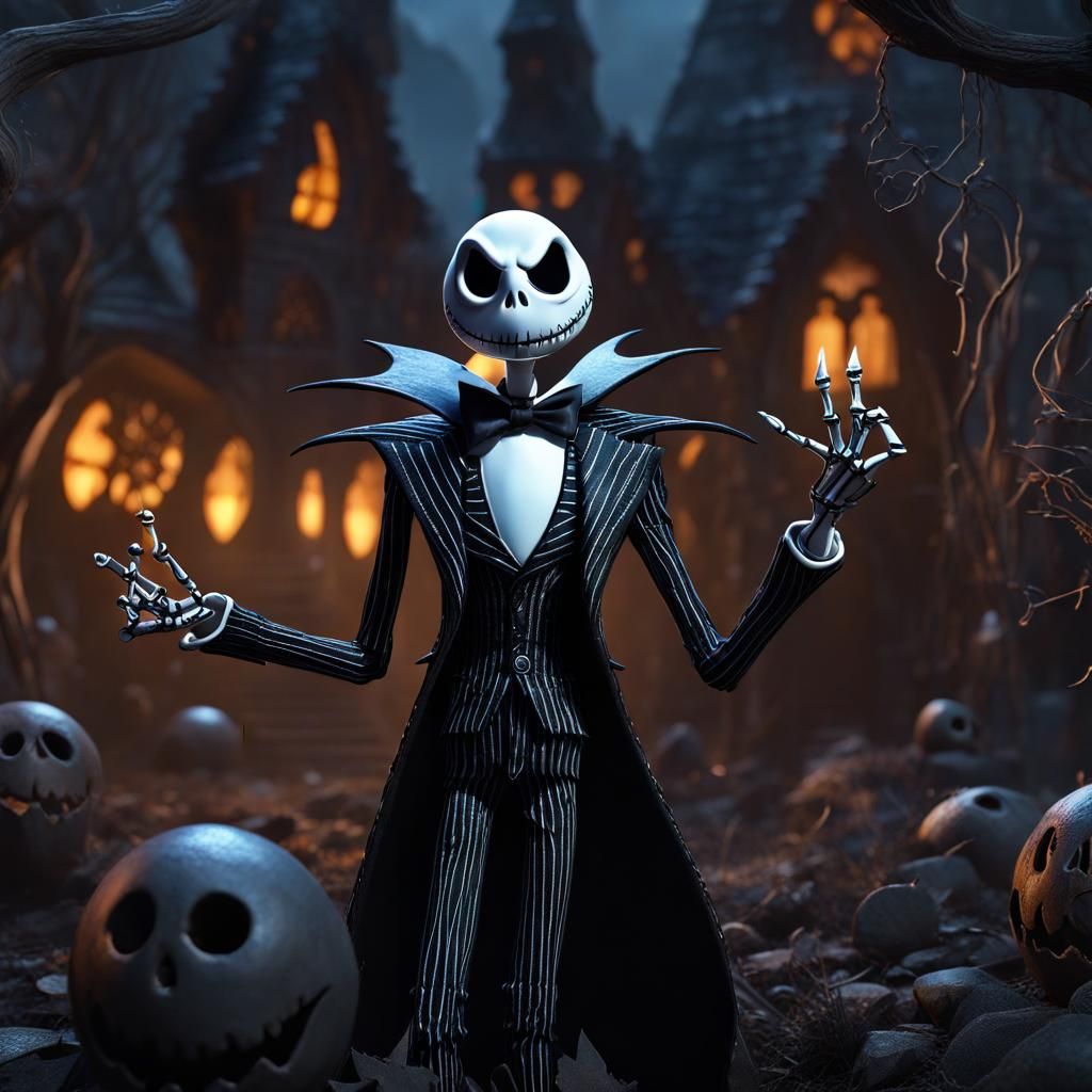 Detailed Matte Painting of Jack Skellington