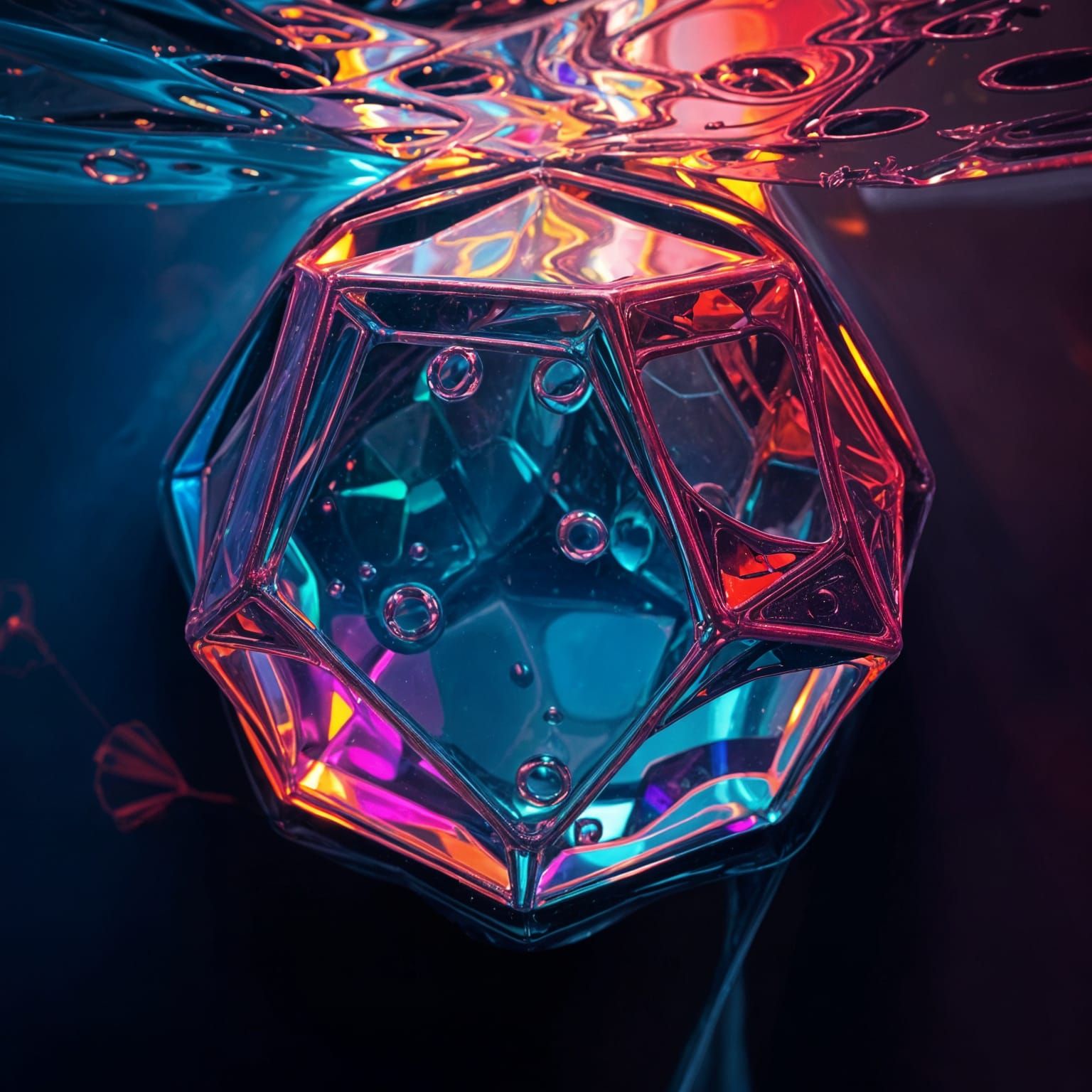 Colorful Liquid Latex Octahedron in Hyperrealistic Style
