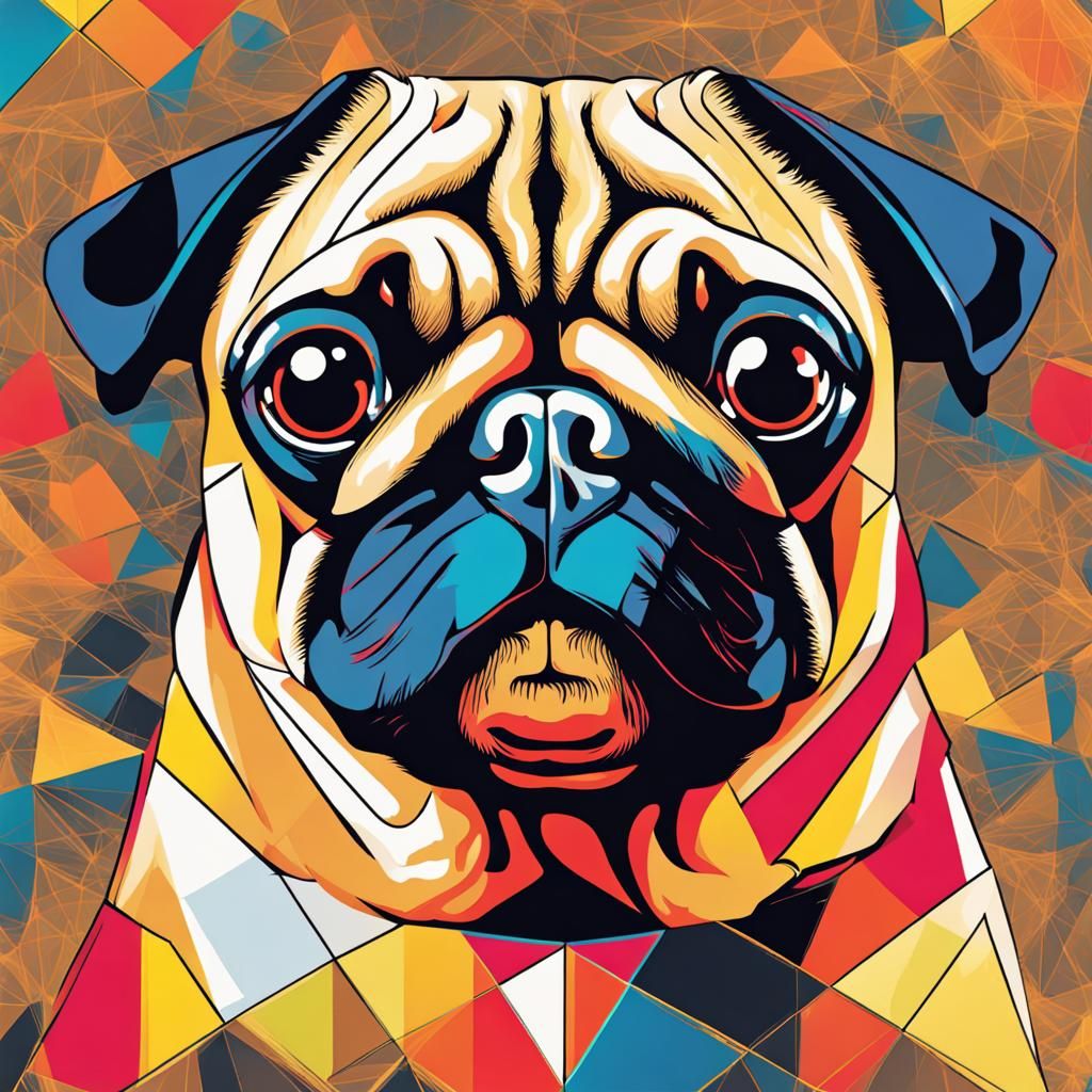 Pug in Pop Art Screen Print Style