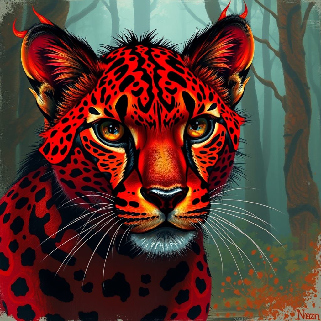 Fantasy Cheetah in Mystical Forest Digital Art