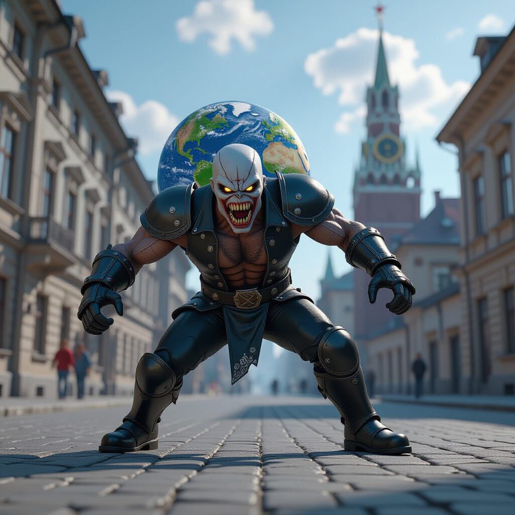 Eddie Dunking a Globe Basketball Over Ruined Warsaw