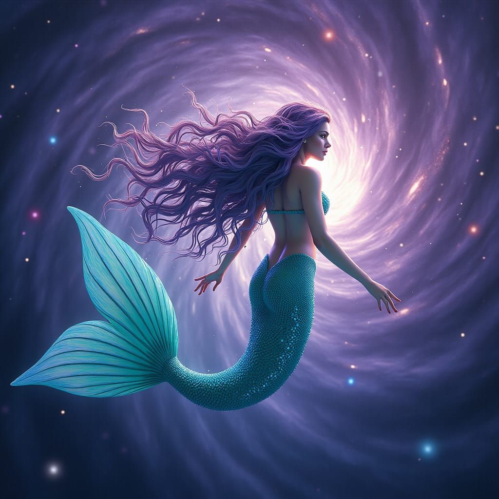 Cosmic Mermaid in a Swirling Galaxy