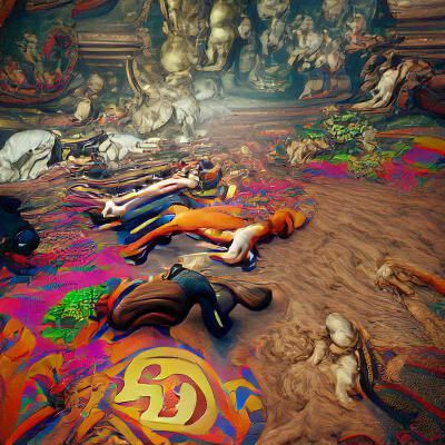 Psychedelic Renaissance Painting of a Plague-Ridden City