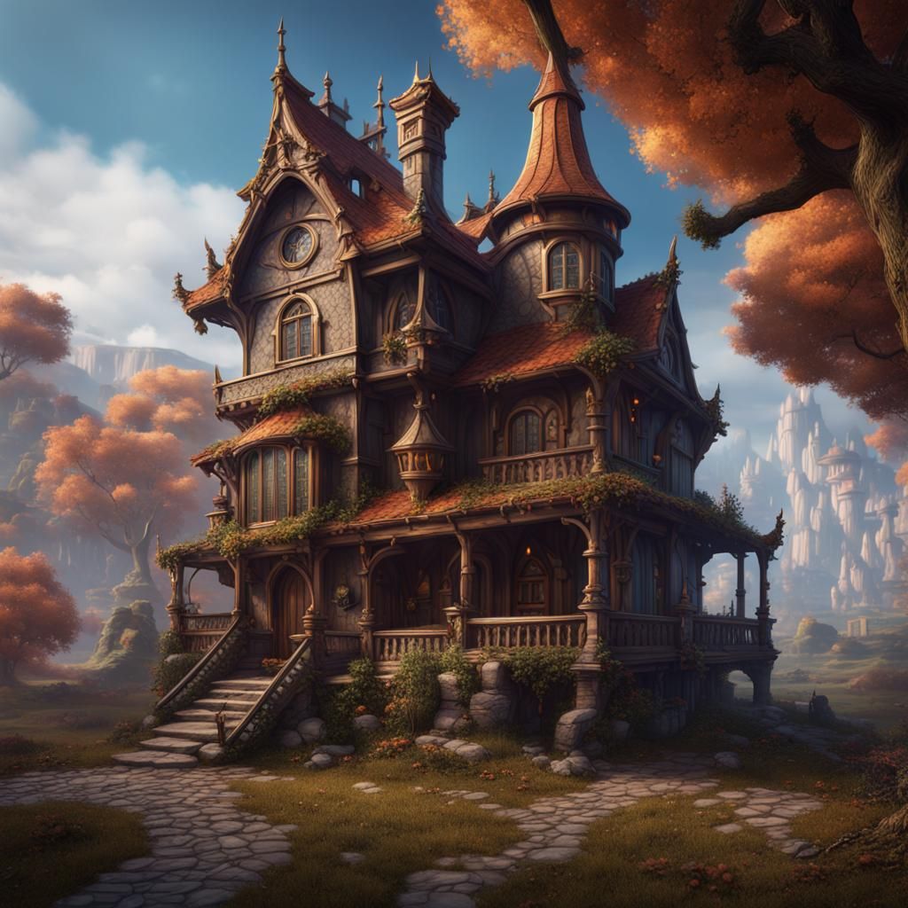 Fantastical House in Detailed Matte Painting