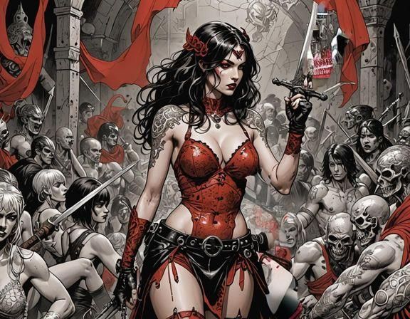 Modern Gladiatrix in Underground Battle Ring: Comic Art