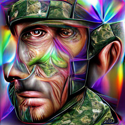 Futuristic Soldier in Dystopian Landscape