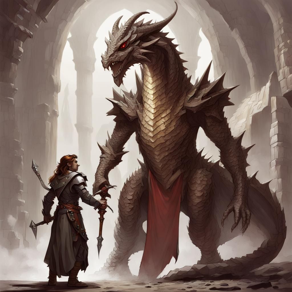 Dragonborn and Dragon: A Dungeons & Dragons Scene
