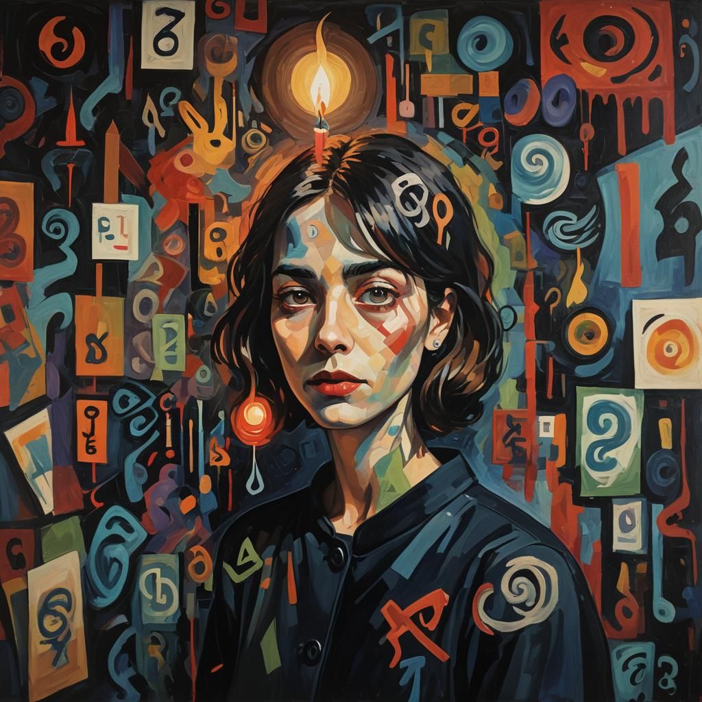 Eerie Cryptic Symbols in Fauvist Surrealism Style