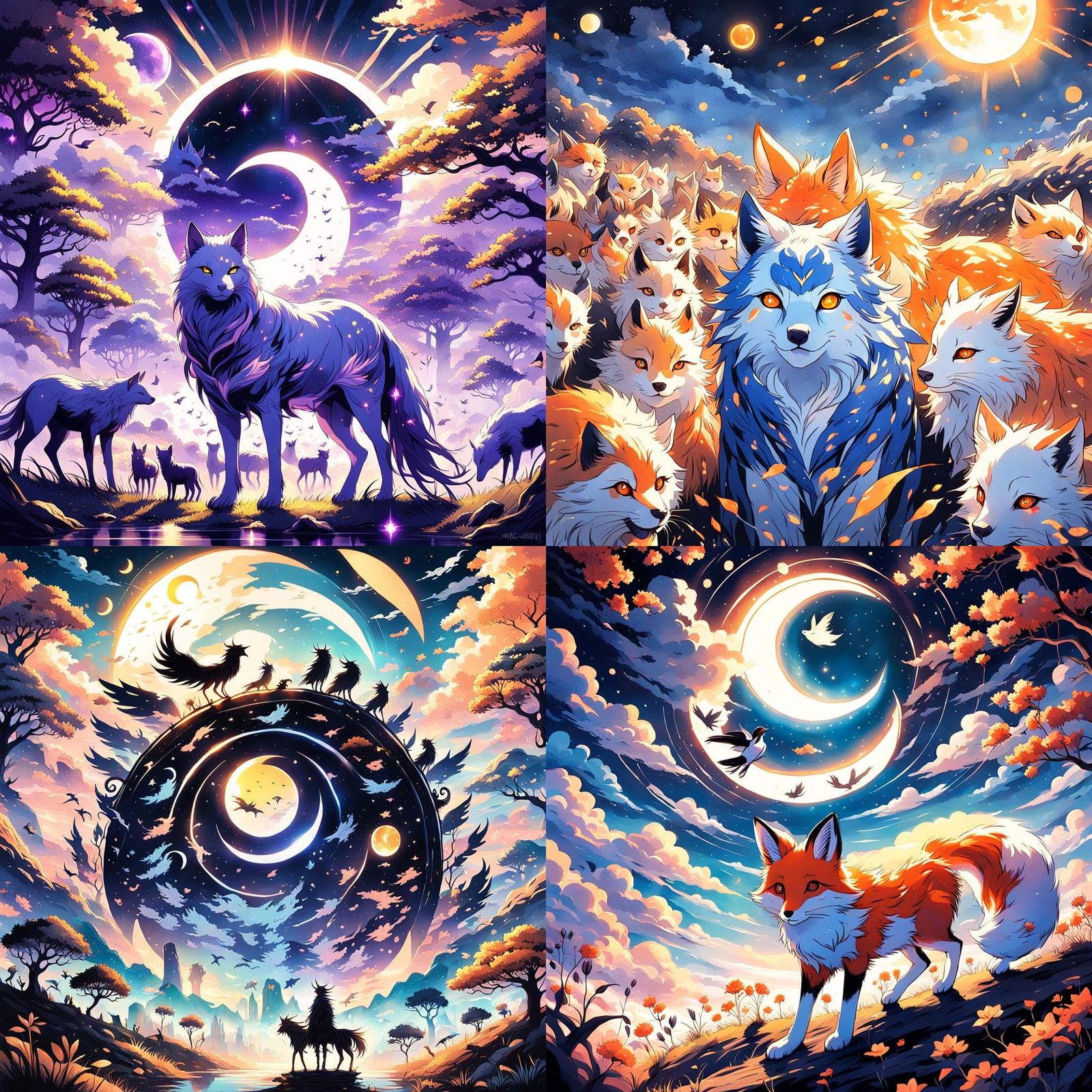 Anime Eclipse with Animals