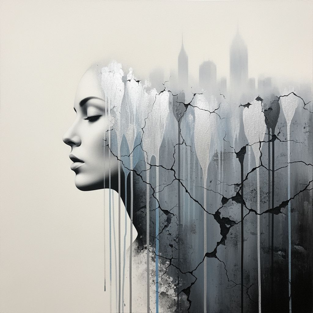 Ghostly Face Emerges from Eroded Wall in Painterly Minimalis...