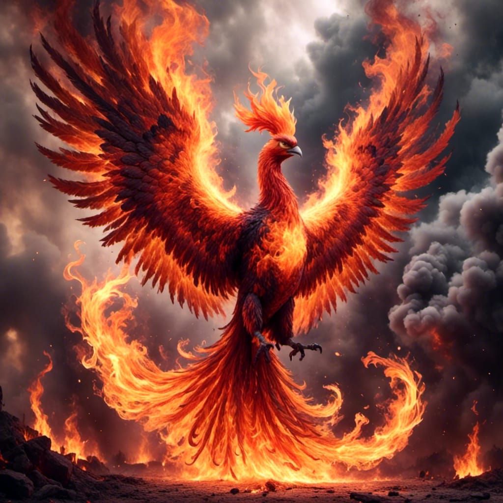 Phoenix bird made of fire.